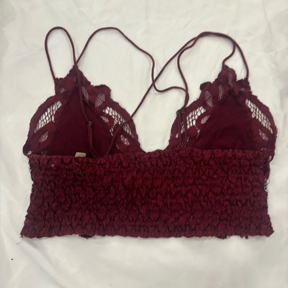 Free People Burgundy Lace Strappy Bandeau Bralette